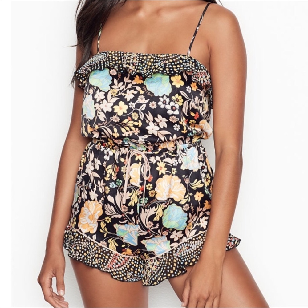 Satin Tie Floral Romper